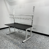 5' Stationary Black Lab Table w/ Shelves and Electrical Outlets image 1